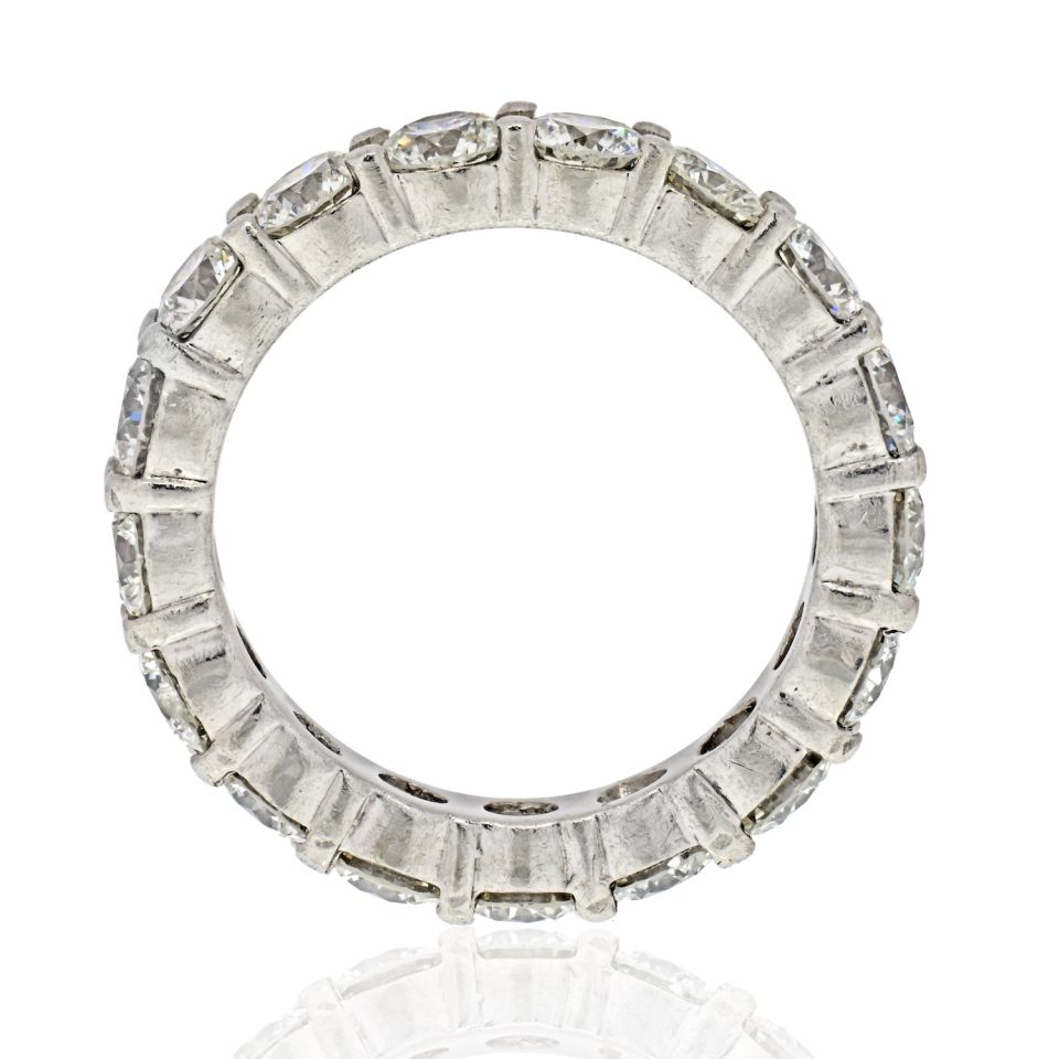 Platinum 4.75 Carat Round Diamond Shared Prong Eternity Band - The Back Vault