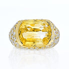 Van Cleef & Arpels 18K Yellow Gold Oval Cut Yellow Sapphire Pave Diamond Ring - The Back Vault