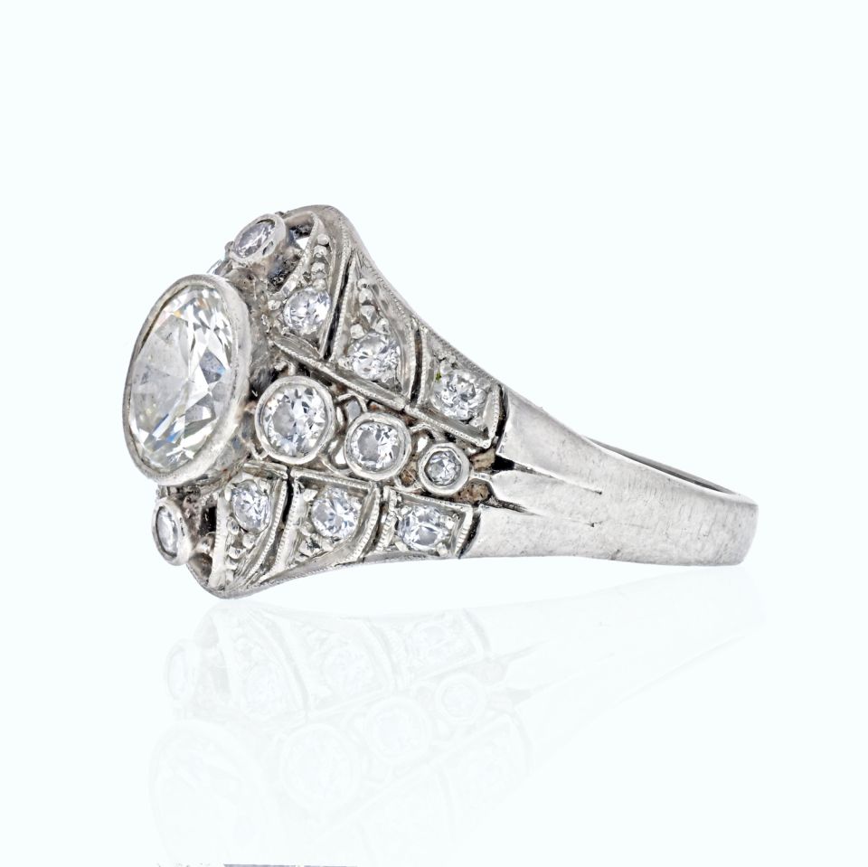 Platinum 1930's Art Deco Diamond Engagement Ring - The Back Vault