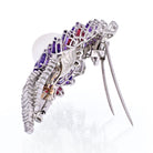 David Webb 18K White Gold Diamond, Amethysts, Ruby And Pearl Brooch - The Back Vault