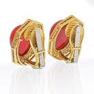 David Webb 18K Yellow Gold Cabochon Cut Carnelian Earrings - The Back Vault