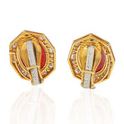 David Webb 18K Yellow Gold Cabochon Cut Carnelian Earrings - The Back Vault