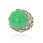 18K Two Tone Cabochon Jadeite And Diamond Ring - The Back Vault