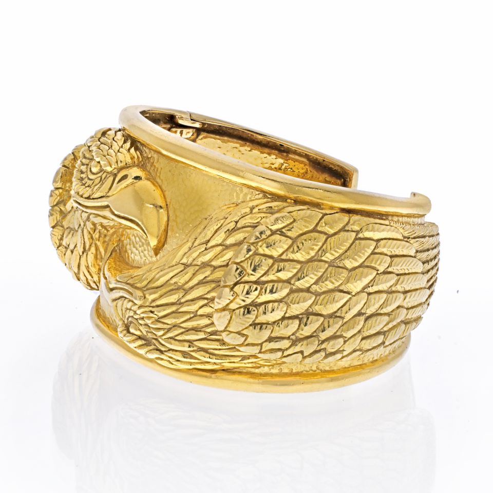 David Webb 18K Yellow Gold Double Head Eagle Cuff Bracelet - The Back Vault