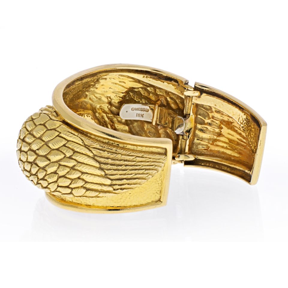 David Webb 18K Yellow Gold Double Head Eagle Cuff Bracelet - The Back Vault