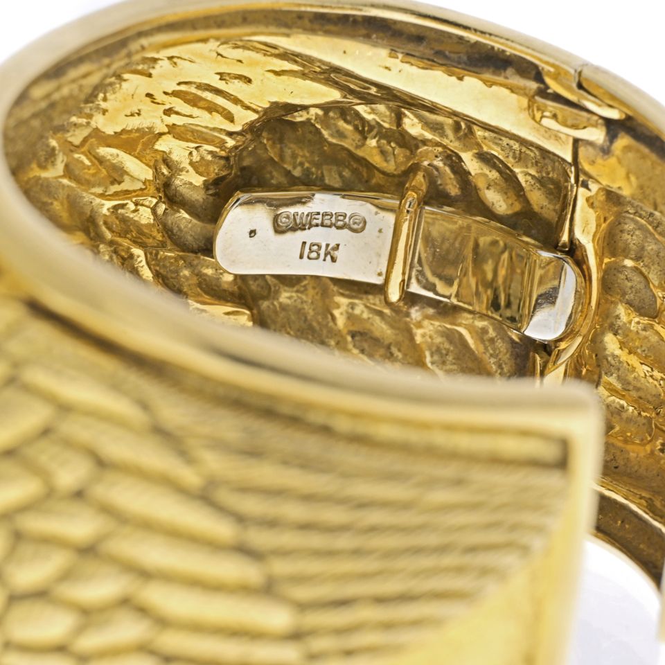 David Webb 18K Yellow Gold Double Head Eagle Cuff Bracelet - The Back Vault