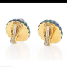 David Webb 18K Yellow Gold Azurite-Malachite, Ruby, Diamond Earrings - The Back Vault