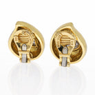 David Webb Platinum & 18K Yellow Gold Hammered Teardrop, Diamond Earrings - The Back Vault