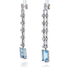 Platinum Diamond And Aquamarine Cascade Dangling Earrings - The Back Vault