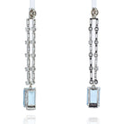 Platinum Diamond And Aquamarine Cascade Dangling Earrings - The Back Vault