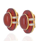 David Webb 18K Yellow Gold  Carnelian And Diamond Clip Earrings - The Back Vault