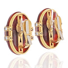 David Webb 18K Yellow Gold  Carnelian And Diamond Clip Earrings - The Back Vault