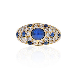 Cartier 18K Yellow Gold Cabochon Sapphire Diamond Ring