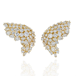 David Webb 18K Yellow Gold 11.75cts Diamond Wing Earrings