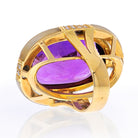 18K Yellow Gold Large Oval Amethyst And Rock Crystal Estate Diamond Ring - The Back Vault