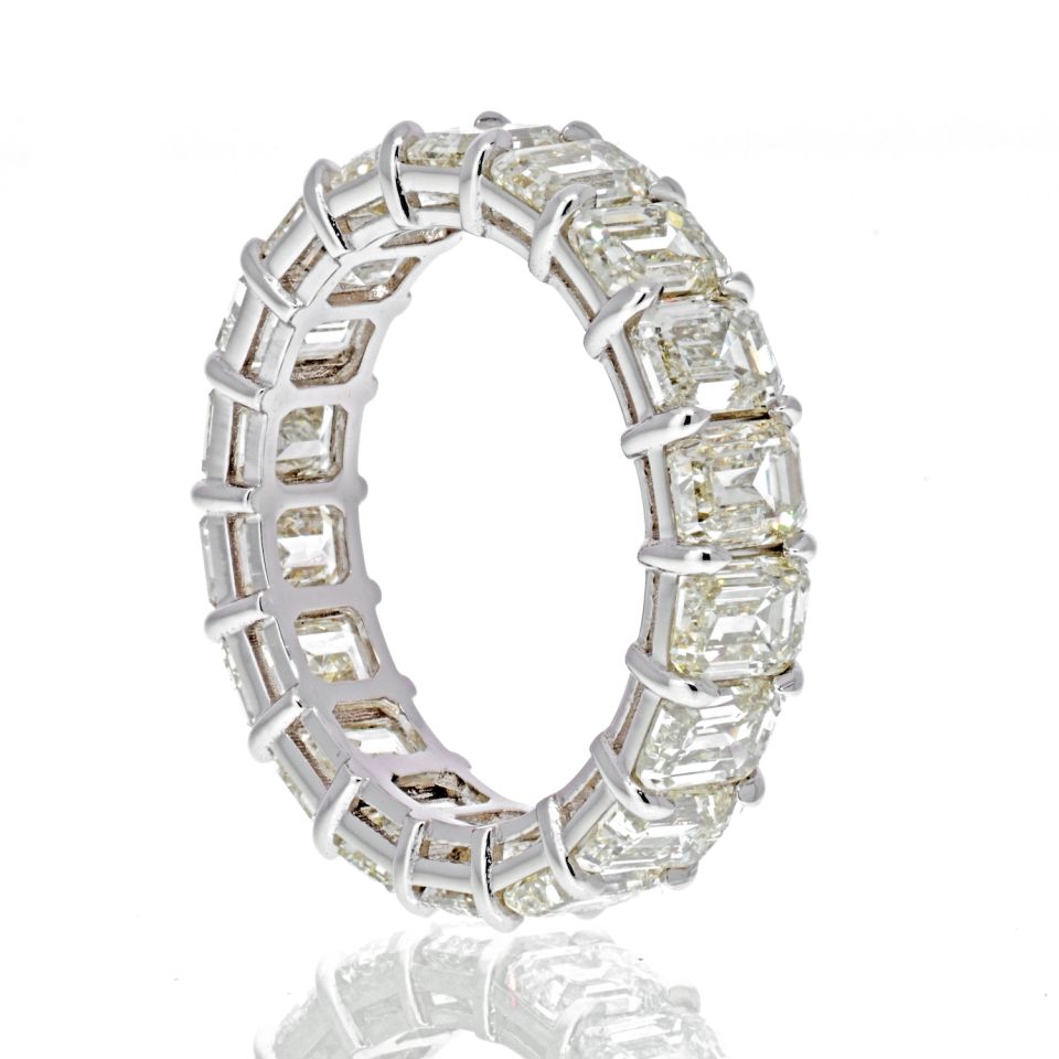 9.75 Carat Emerald Cut Handmade Diamond Eternity Band - The Back Vault