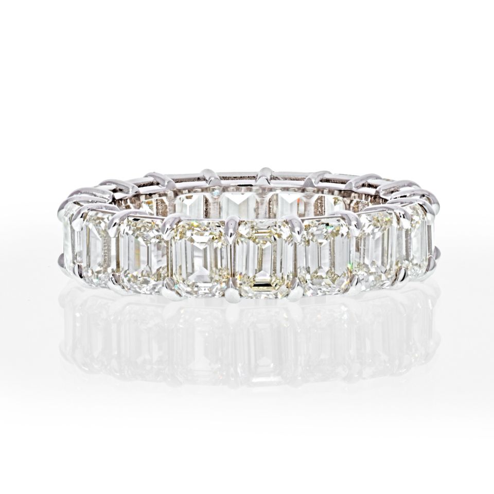 9.75 Carat Emerald Cut Handmade Diamond Eternity Band - The Back Vault