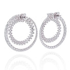 18K White Gold Open Circle Marquise Round Cut Diamond Hoop Earrings - The Back Vault