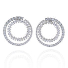 18K White Gold Open Circle Marquise Round Cut Diamond Hoop Earrings - The Back Vault