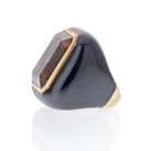 David Webb 18K Yellow Gold Smoky Quartz and Black Enamel Ring - The Back Vault