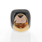 David Webb 18K Yellow Gold Smoky Quartz and Black Enamel Ring - The Back Vault