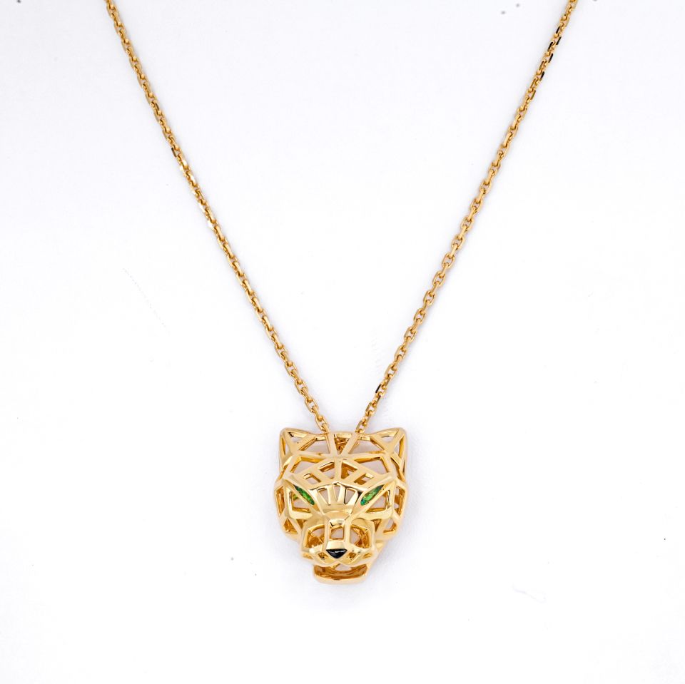 Cartier 18K Yellow Gold Skeleton Panthere On A Chain Necklace - The Back Vault