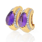 David Webb Platinum & 18K Yellow Gold Amethyst Teardrop Clip Earrings - The Back Vault