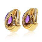 David Webb Platinum & 18K Yellow Gold Amethyst Teardrop Clip Earrings - The Back Vault