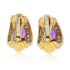 David Webb Platinum & 18K Yellow Gold Amethyst Teardrop Clip Earrings - The Back Vault