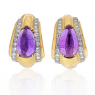 David Webb Platinum & 18K Yellow Gold Amethyst Teardrop Clip Earrings - The Back Vault