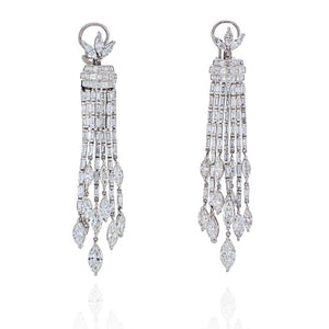 Platinum 27 Carat Diamond Hanging Chandelier Estate Earrings