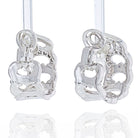 Cartier 18K White Gold Double C Diamond Hoop Earrings - The Back Vault