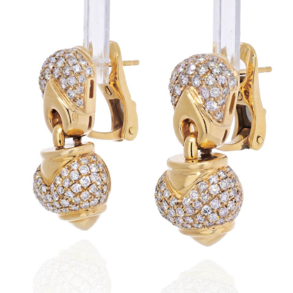 Bvlgari 18K Yellow Gold Chandra Diamond Heart Earrings - The Back Vault