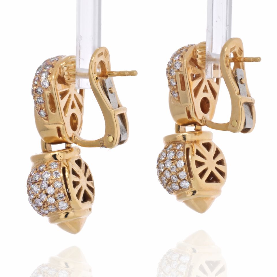 Bvlgari 18K Yellow Gold Chandra Diamond Heart Earrings - The Back Vault