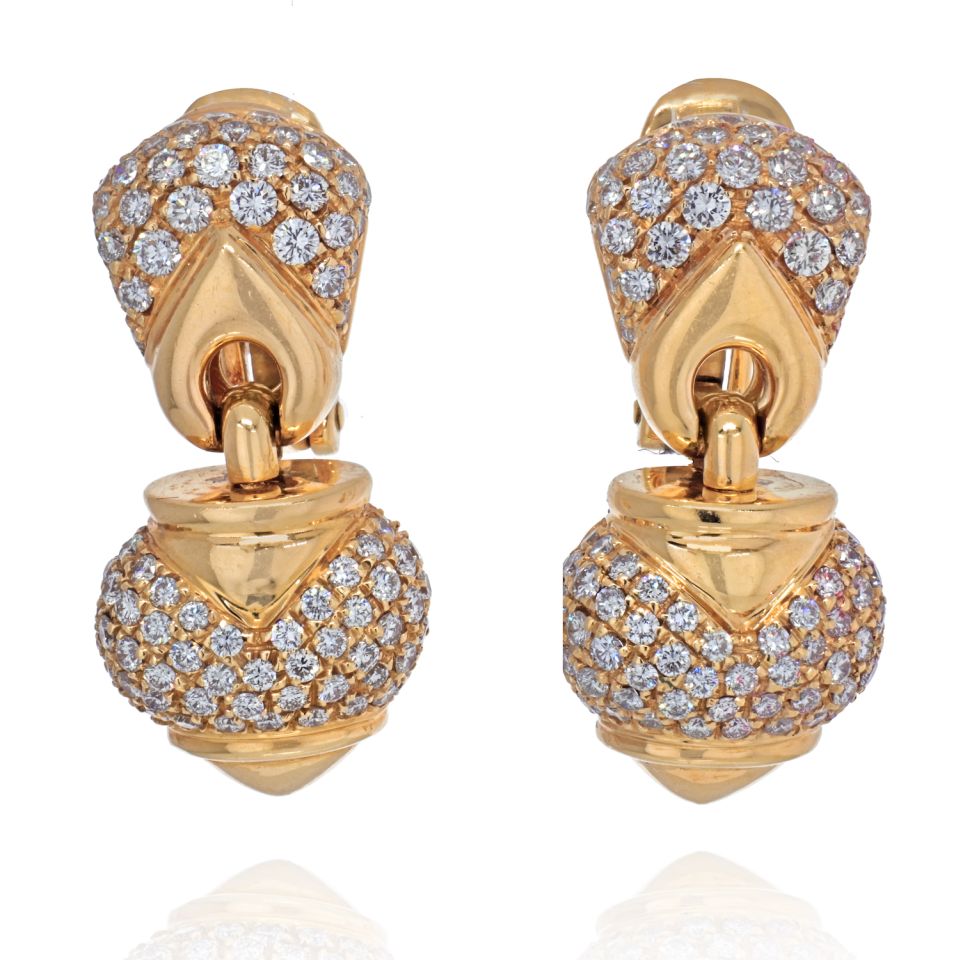 Bvlgari 18K Yellow Gold Chandra Diamond Heart Earrings - The Back Vault