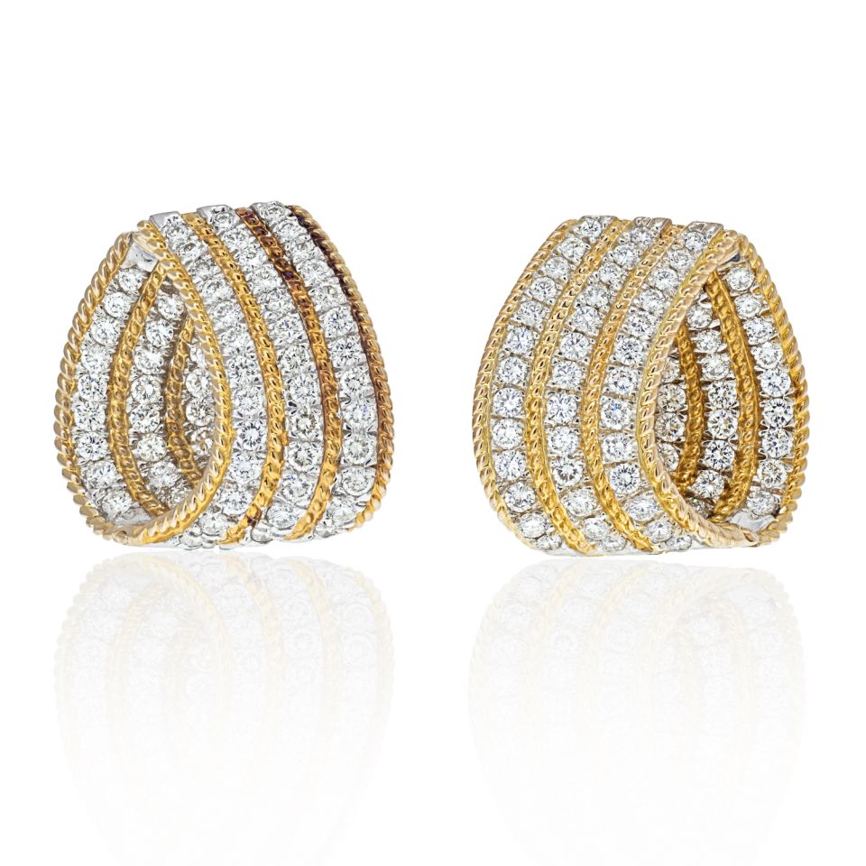 18K Yellow Gold 6 Carat Diamond Huggie Earrings The Back Vault