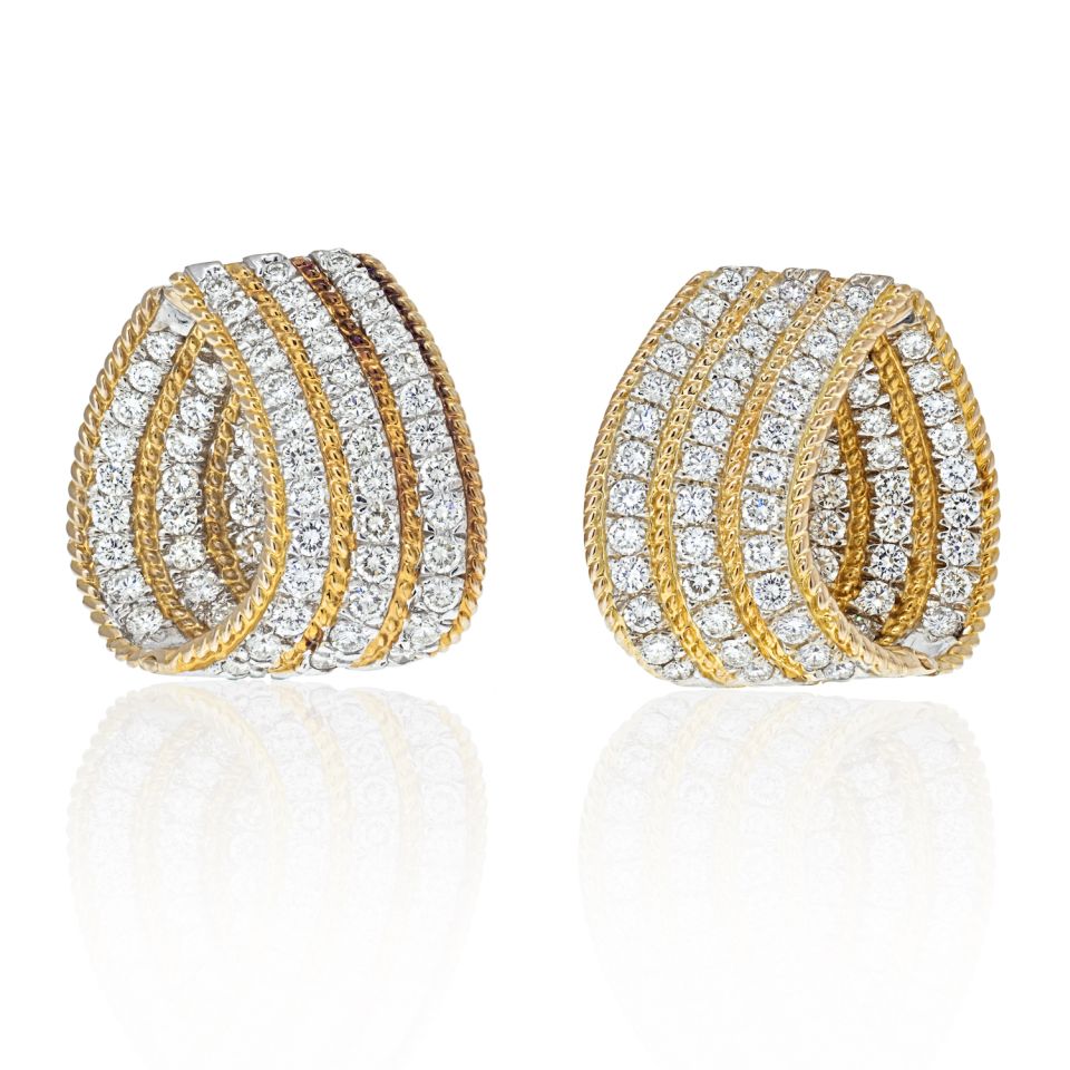 18K Yellow Gold 6 Carat Diamond Huggie Earrings - The Back Vault