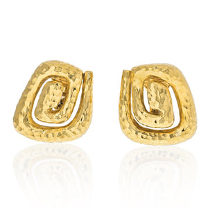 David Webb 18K Yellow Gold Swirl Earrings