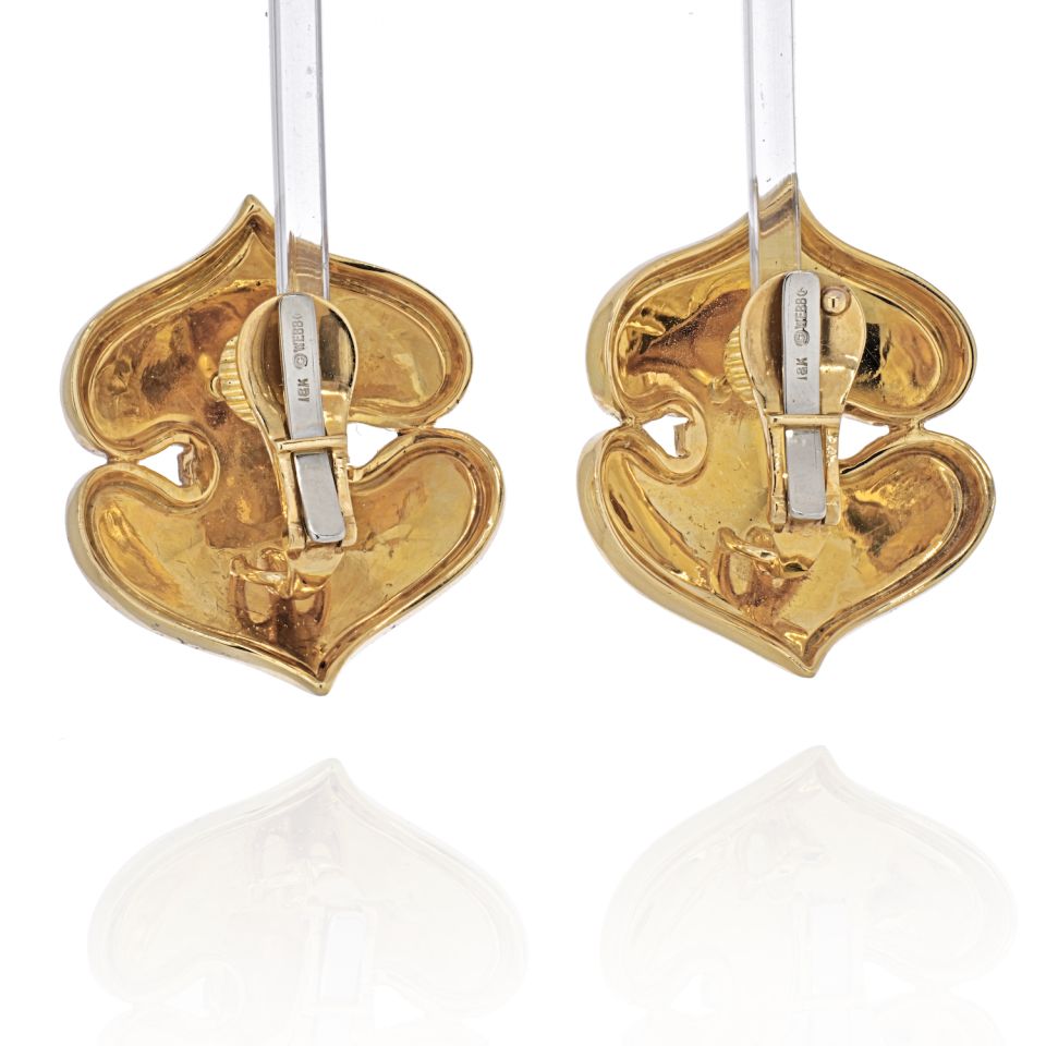 David Webb 18K Yellow Gold White Enamel Onion Dome Earrings - The Back Vault