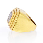 David Webb Platinum & 18K Yellow Gold Pave Diamond Hammered Tiered Ring - The Back Vault