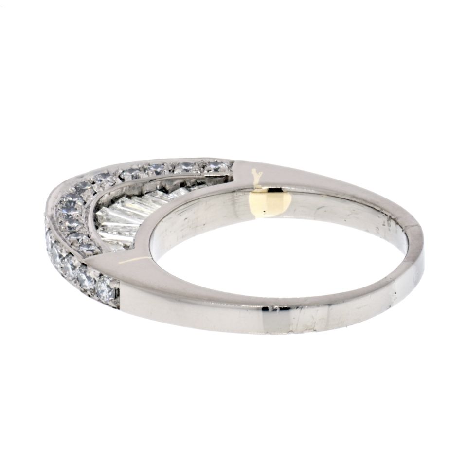 Platinum Arched Pave And Baguette Wedding Ring - The Back Vault