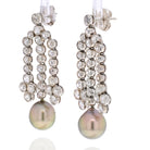 18K White Gold Old Mine Diamond Chandelier And Pearl Earrings - The Back Vault