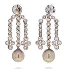 18K White Gold Old Mine Diamond Chandelier And Pearl Earrings - The Back Vault