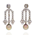 18K White Gold Old Mine Diamond Chandelier And Pearl Earrings - The Back Vault