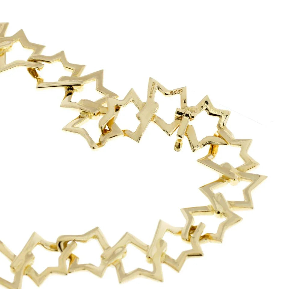 Tiffany & Co. 18K Yellow Gold 1990 Interlocking Star Link Necklace