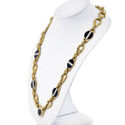 David Webb Yellow Gold Link Black Enamel Diamond Chain Necklace - The Back Vault