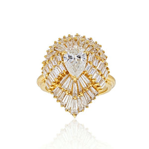 Oscar Heyman 18K Yellow Gold 1.27ct Pear Cut Ballerina Ring