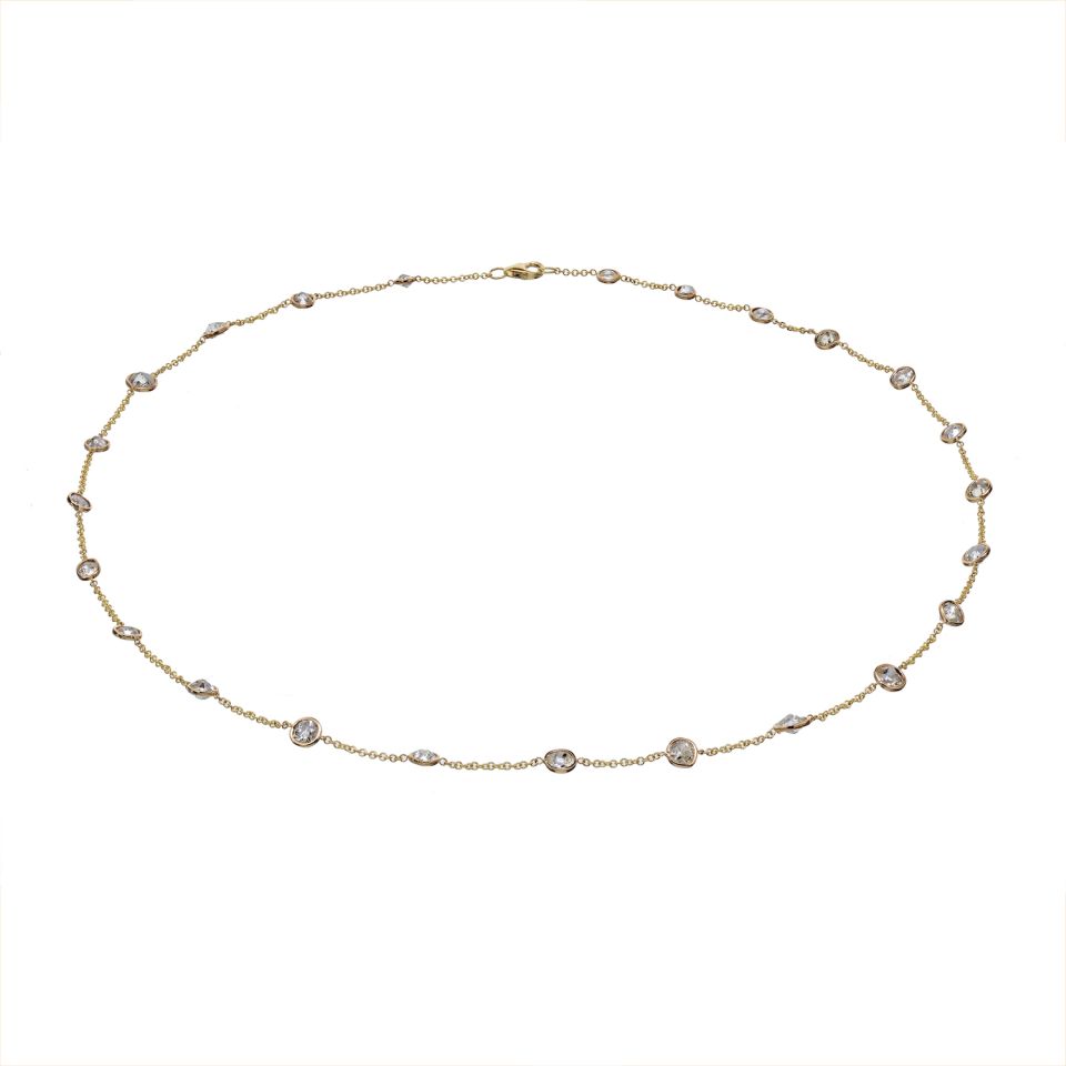 18K Yellow Gold 24 Round Cuts Diamonds by the Yard Necklace - The Back Vault