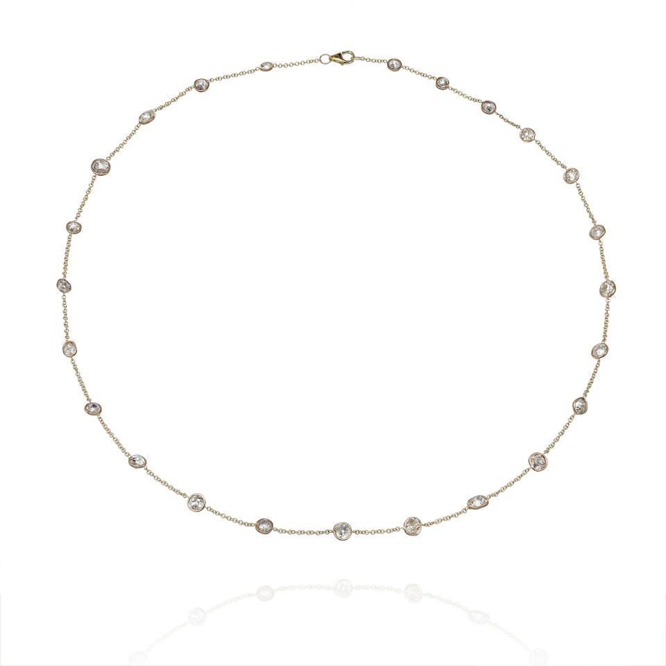 18K Yellow Gold 24 Round Cuts Diamonds by the Yard Necklace - The Back Vault