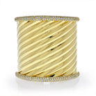 18K Yellow Gold Impressive Significant Rigid Gold Diamond Cuff Bangle Bracelet - The Back Vault